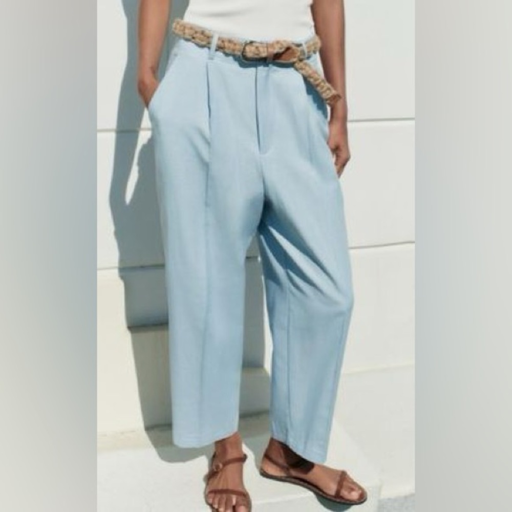 Zara Light Blue Cropped Pants
